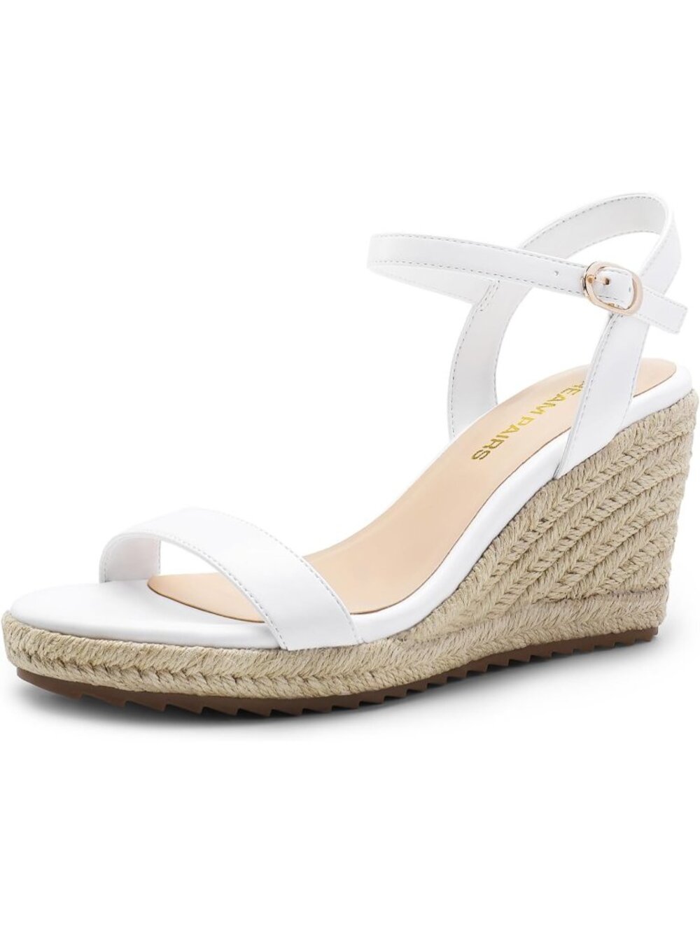 DREAM PAIRS Women's White Espadrilles Wedge Platform Sandals Open Toe Adjustable